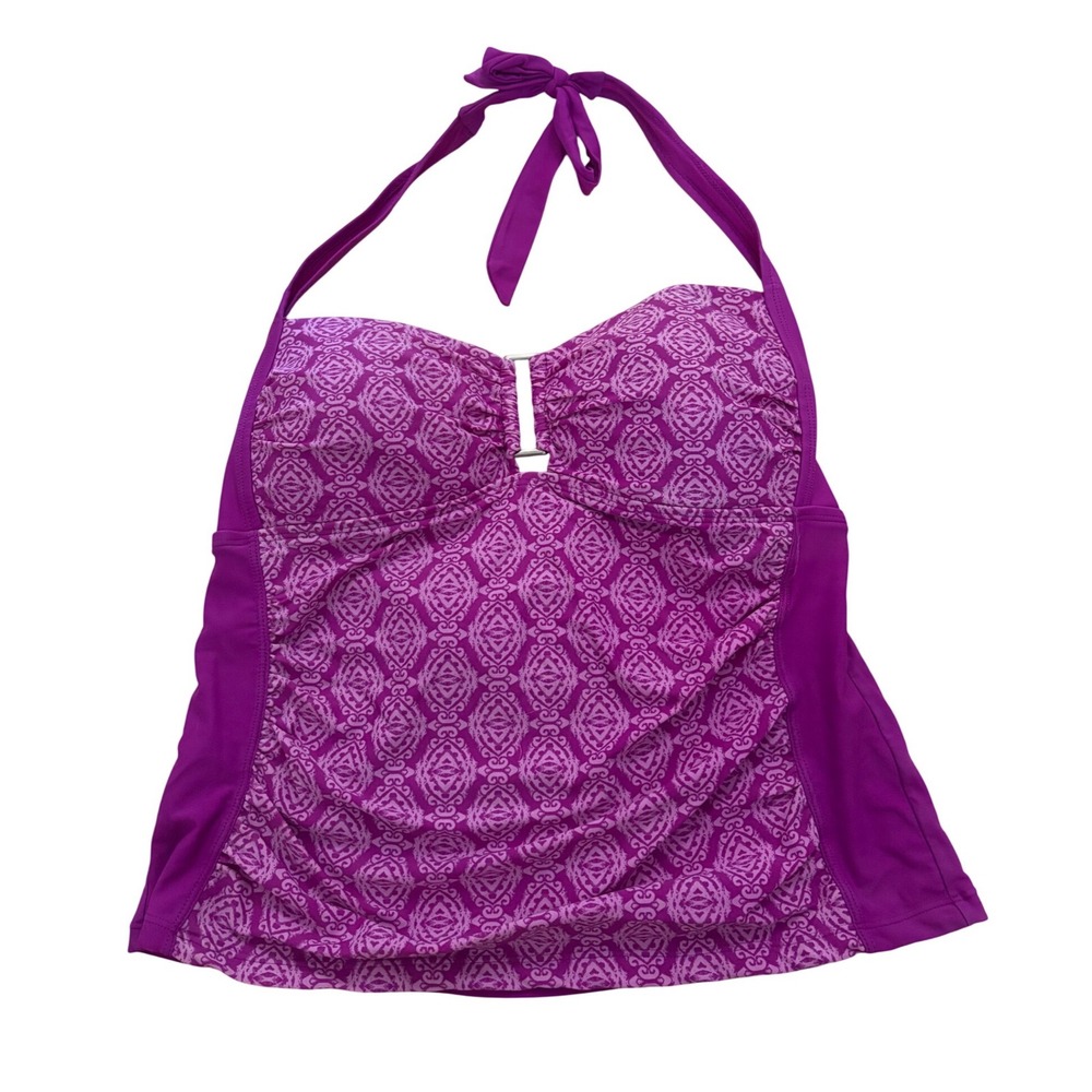 Sexy Collections by Catalina Medallion Halter Tankini Swim Top Large 36/38 C/D